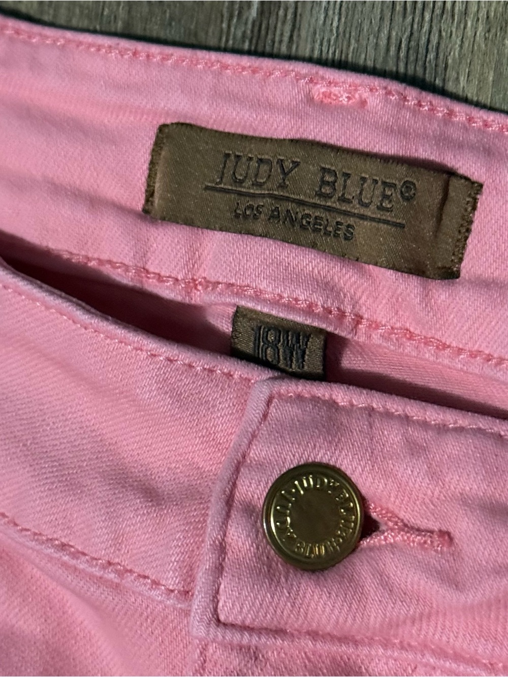 Judy Blue Garment Dyed Front Seam Baggy Jeans Women's 18W Pink Cargo Denim - Picture 3 of 7
